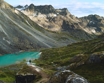 Scenic view of mountains against rocks