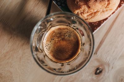 High angle view of coffee on table