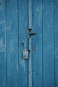 Full frame shot of blue wooden door