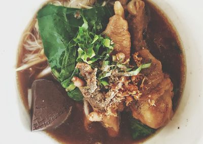 High angle view of food in plate