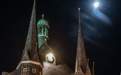 Low angle view of illuminated street light