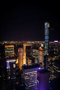 Illuminated cityscape at night