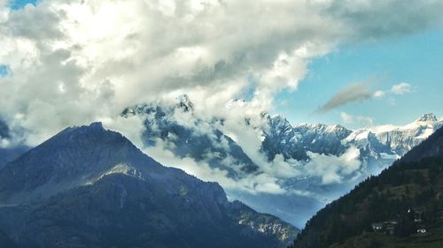 Low angle view of mountains against sky