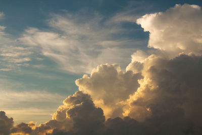 Low angle view of clouds in sky during sunset