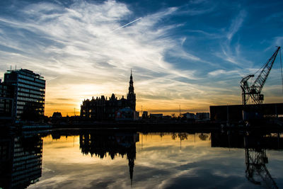 Reflection of buildings in river