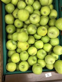 High angle view of apples for sale at market stall