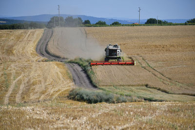 Tractor on agricultural field