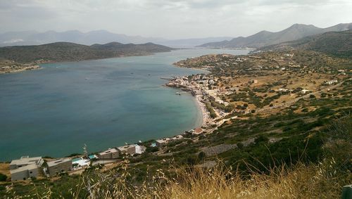 High angle view of beach against sky