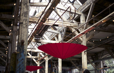 Low angle view of lanterns hanging on ceiling