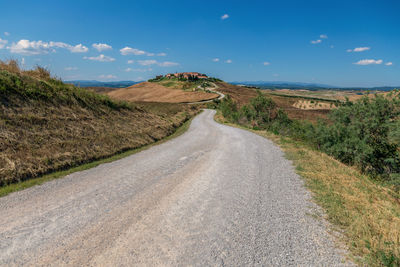 View of the road leading to mucigliani village - small place located at siena province