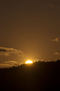 Scenic view of silhouette mountains against sky during sunset