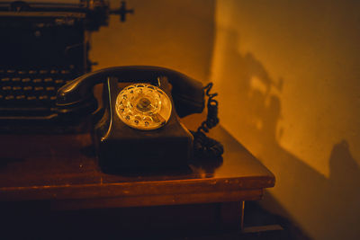 Close-up of old telephone booth