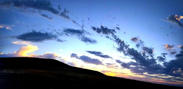 Scenic view of landscape against sky at sunset