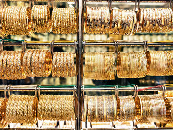 Full frame shot of jewelry for sale in store