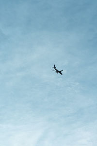 Low angle view of airplane flying in sky