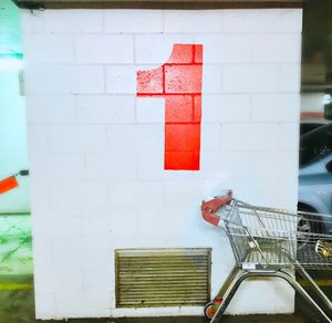 Close-up of red and white wall