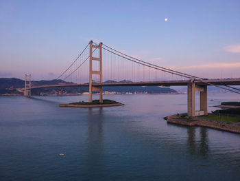 View of suspension bridge at night