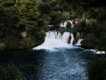 Scenic view of waterfall in forest