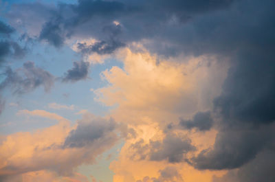 Low angle view of dramatic sky during sunset