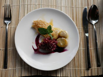 High angle view of meal served in plate