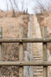 Close-up of railing