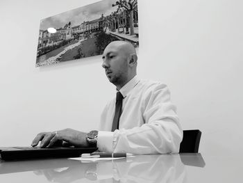 Man working on table