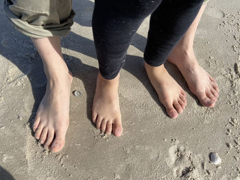 Low section of people standing on beach