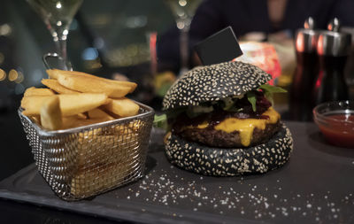 Close-up of food on table in restaurant