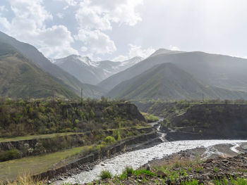 Scenic view of mountains against sky