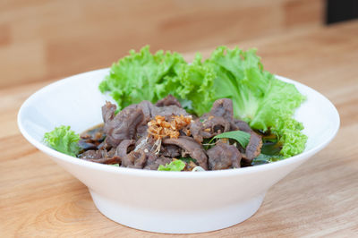 Close-up of food in bowl on table