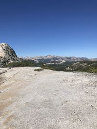 Scenic view of landscape against clear blue sky