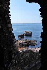 Scenic view of sea against clear sky