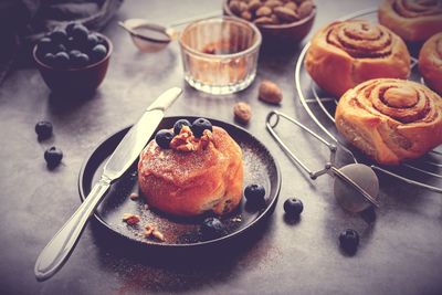 High angle view of food on table