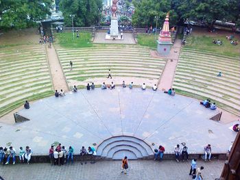 High angle view of people in park