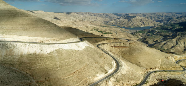 High angle view of mountain road