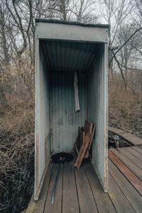 Old wooden door of abandoned building