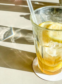 Close-up of drink in glass on table