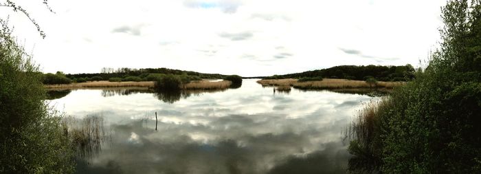 Scenic view of lake against sky