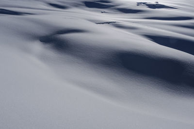 Aerial view of snow covered land