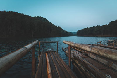 Scenic view of lake against clear sky