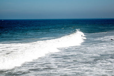 Scenic view of sea against clear sky