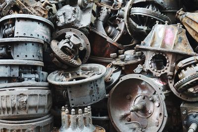 Full frame shot of rusty machine parts