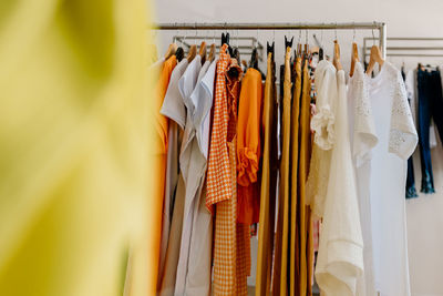 Clothes hanging on rack