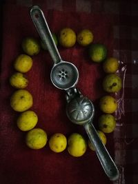 High angle view of grapes on table