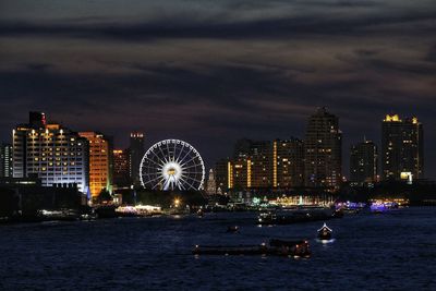 Illuminated city at night