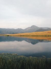 Scenic view of lake against sky