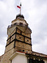 Low angle view of clock tower against sky