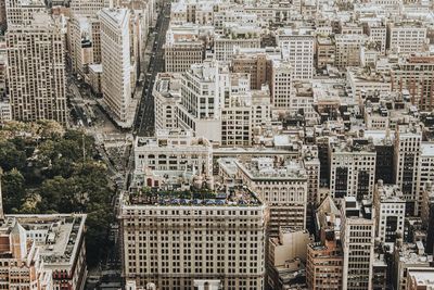 High angle view of buildings in city