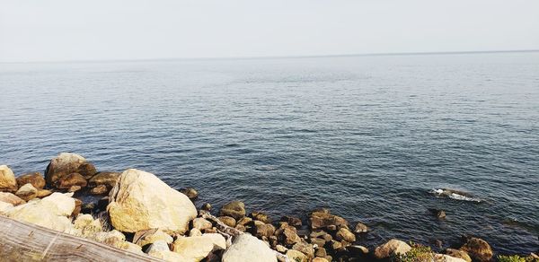 Scenic view of sea against clear sky