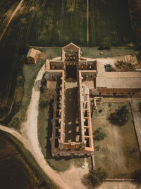 High angle view of old bridge